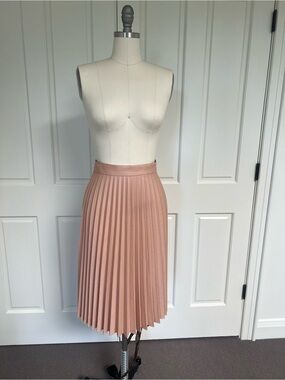 Zara XS Pleated Midi Skirt - Blush Pink